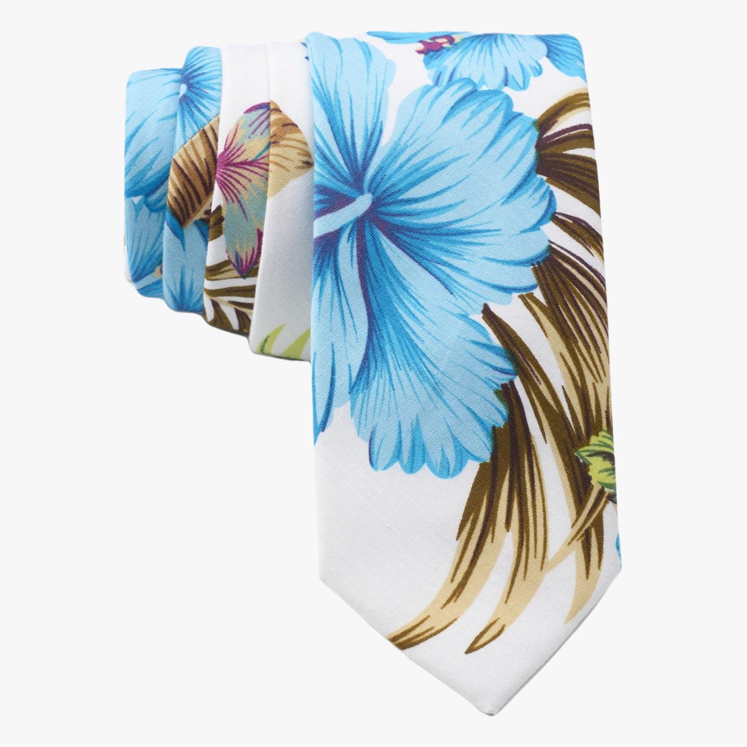White Beach Floral Skinny Ties, Oahu | Otis & Oliver