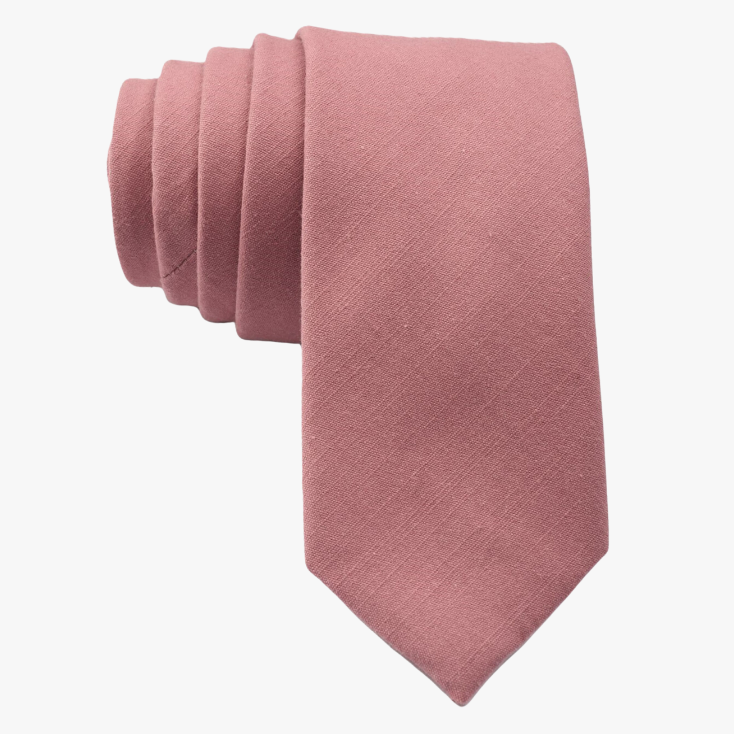 Full sized simple cotton tie for men, women, and boys. The color is  a darker rosegold dusty pink. It is ideal for groomsmen.