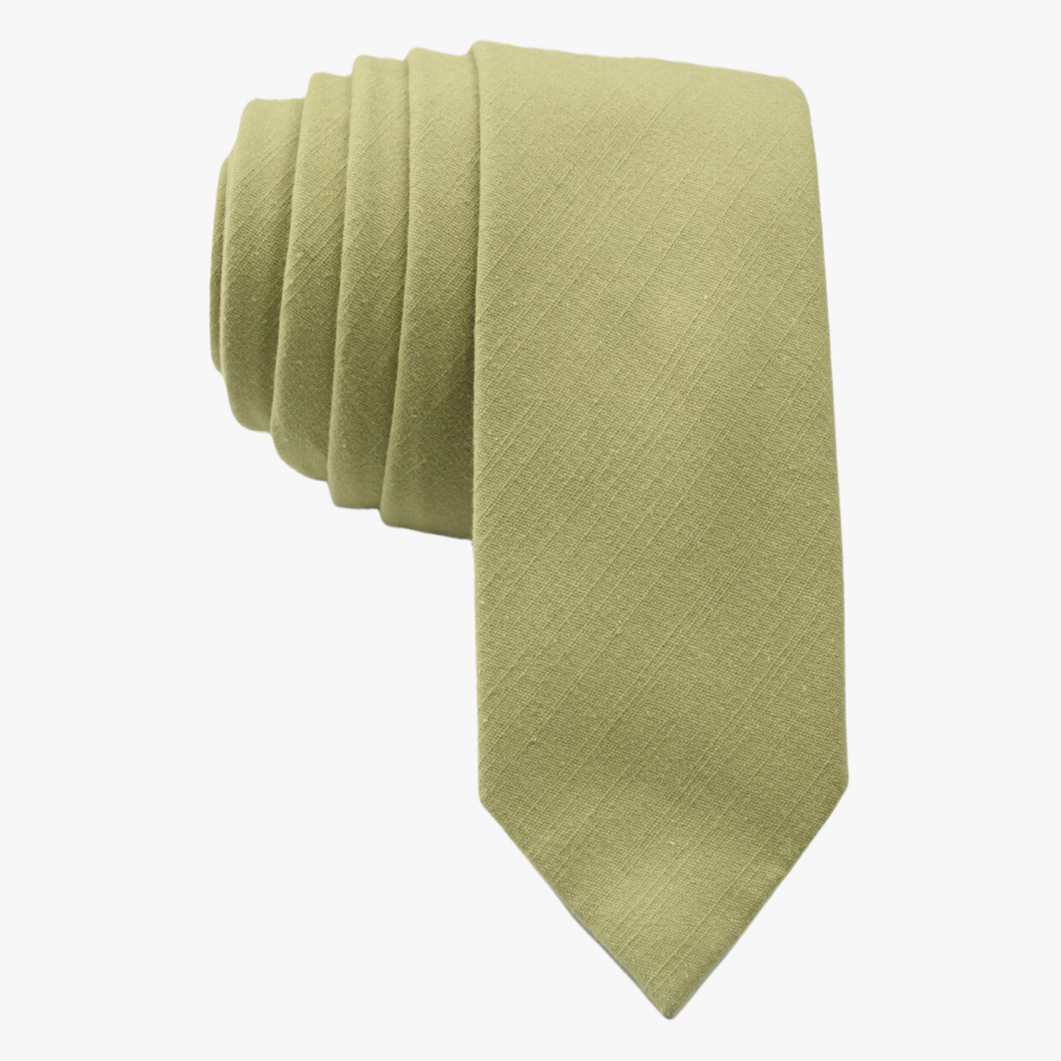 Full sized plain tie for men, women, and boys. The color is  a neutral light green. It is pure cotton and ideal for weddings.