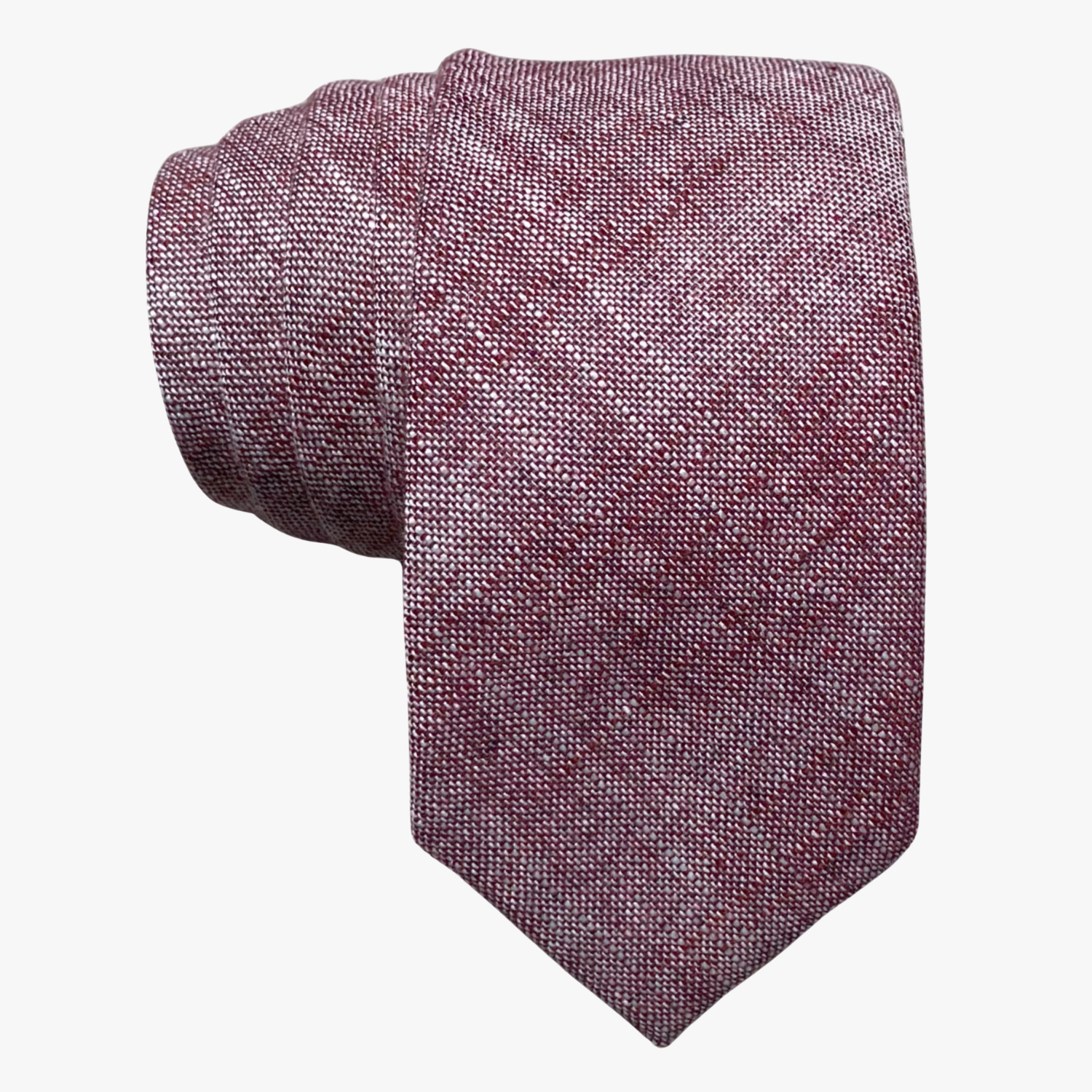 Adult mens cotton solid speckled tie with light himalayan salt pink with occasional streaks of dark pink, and a soft feel.