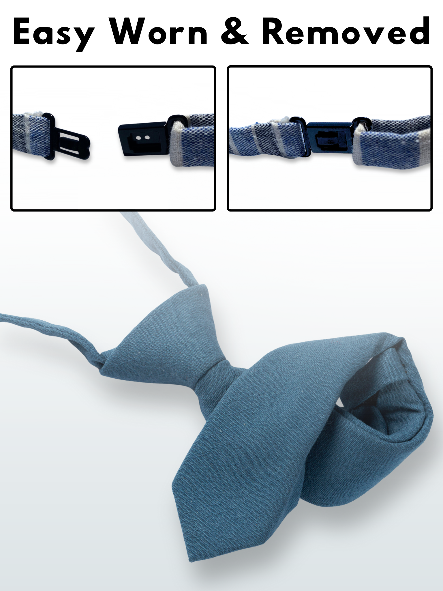 A folded cotton solid necktie for boys with a deep cobalt blue color.