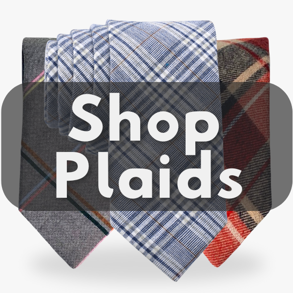 A button of 3 plaid ties directing people to our professional plaid necktie collection.