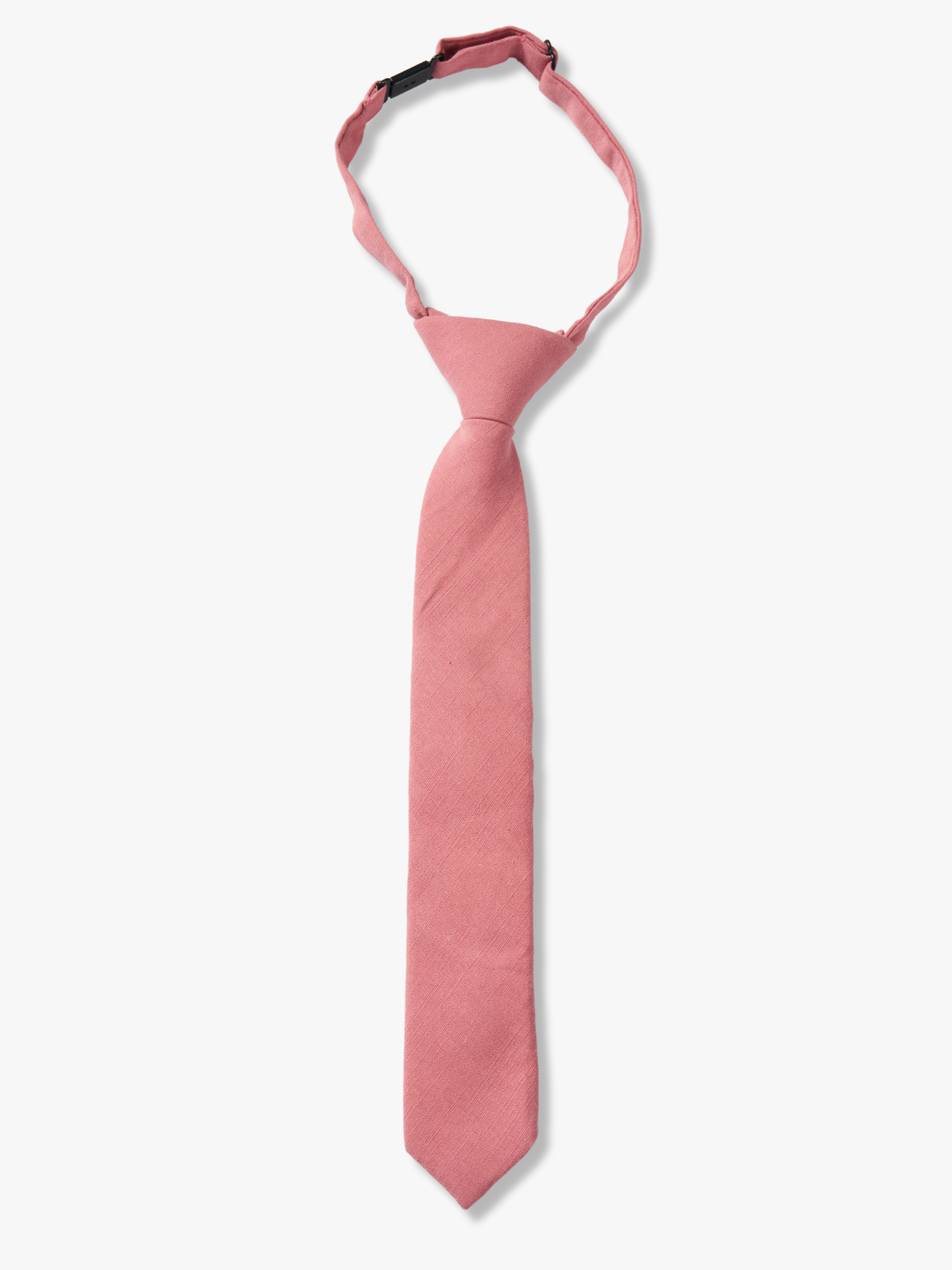 Kids pretied tie that fits babies, toddlers, big and little kids, and youth. The color is  a darker rosegold dusty pink.