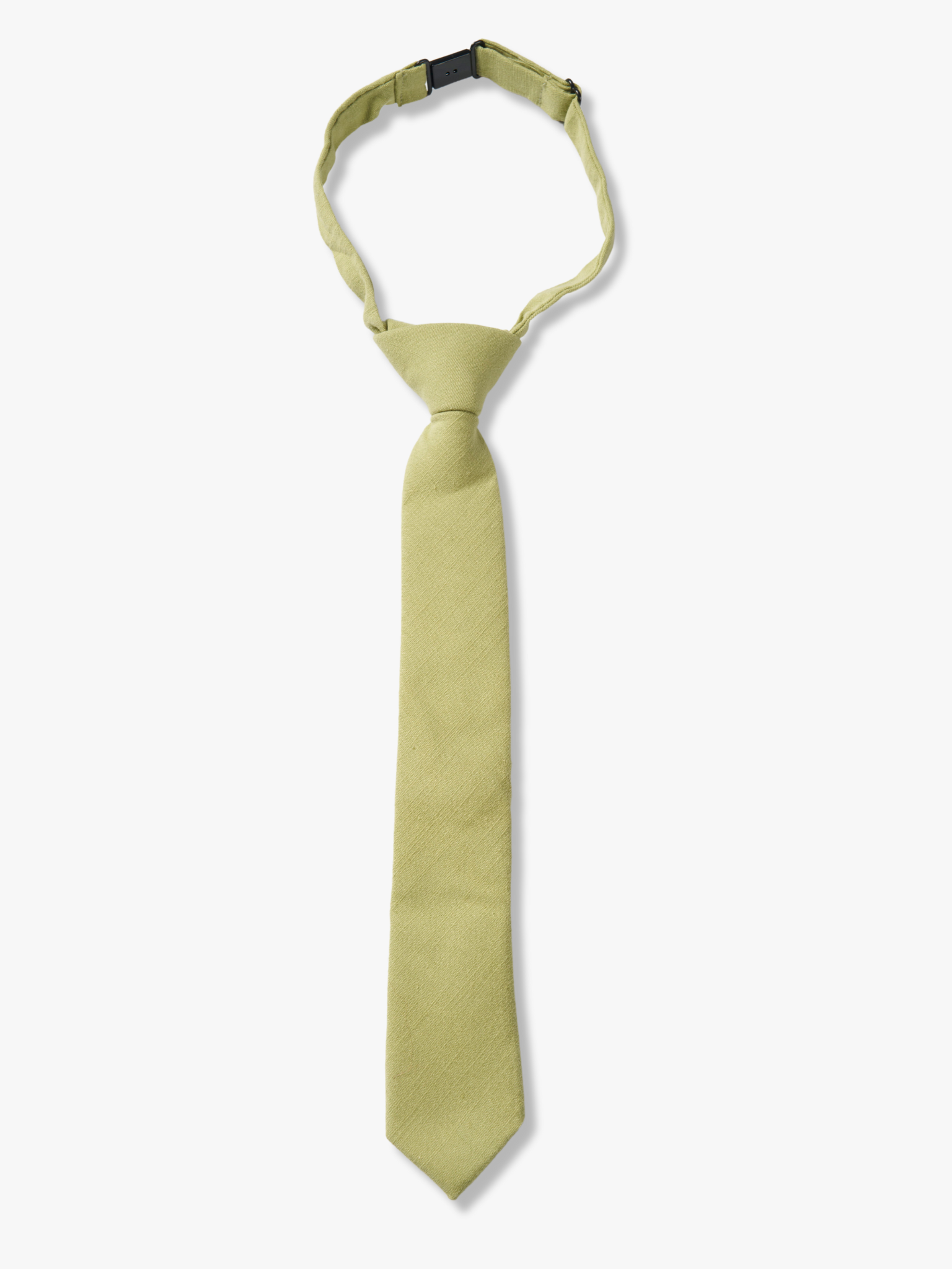 Kids pretied necktie for boys that fits babies, toddlers, big and little kids, and youth. The color is a neutral light green.