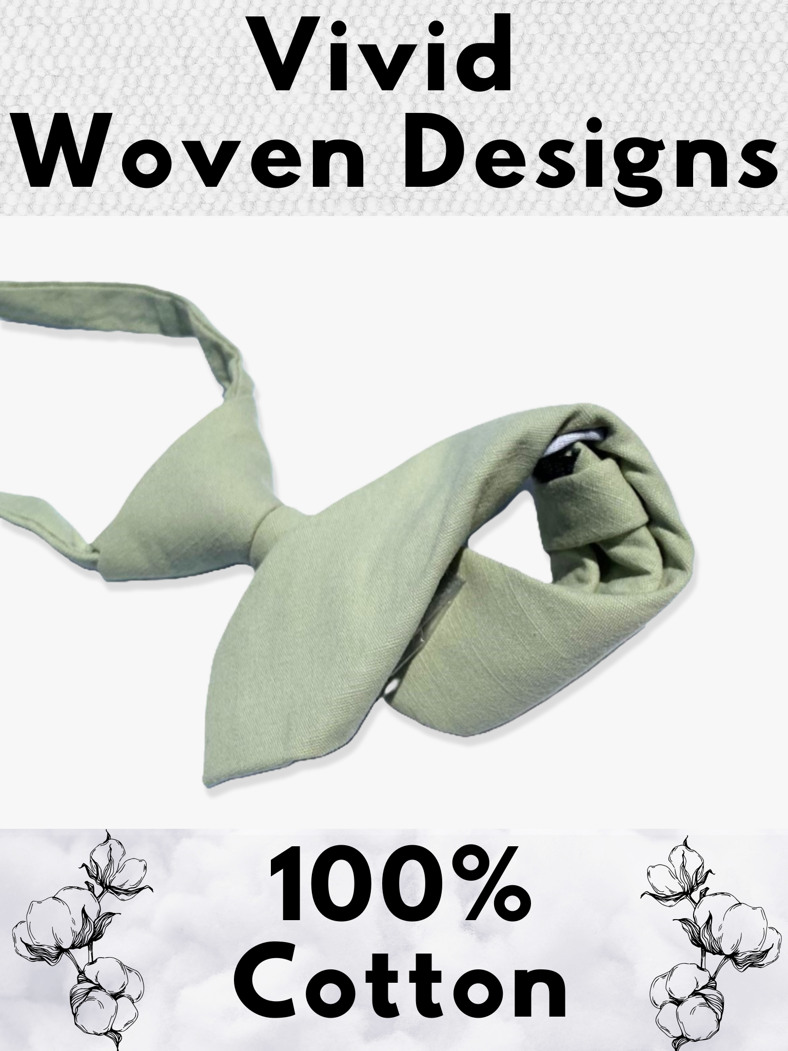 A folded cotton solid necktie for boys with a neutral sage green color.