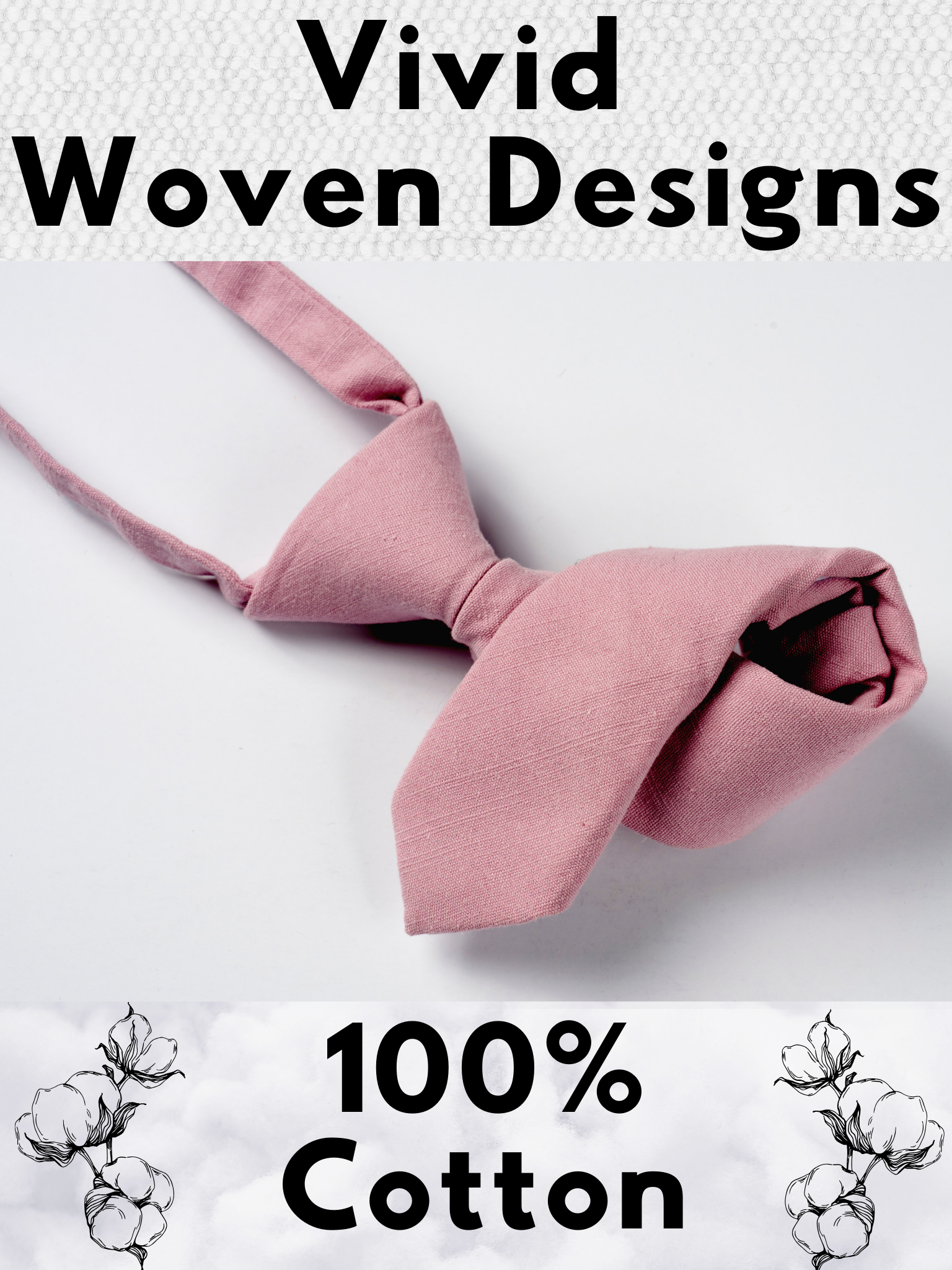 A folded cotton solid necktie for boys with a light rose dusty pink color.