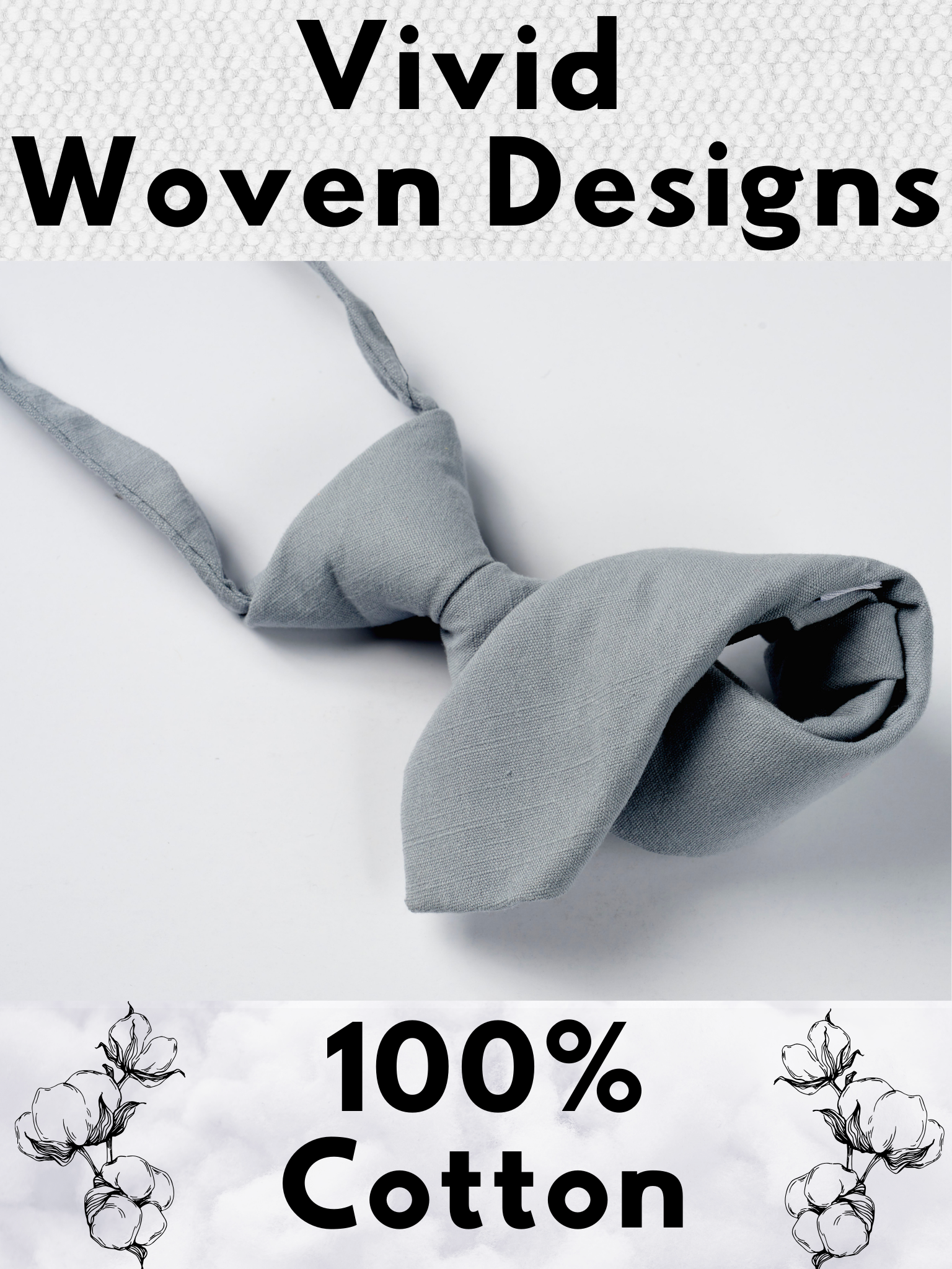 A folded cotton solid necktie for boys with a pale solid blue/gray color.