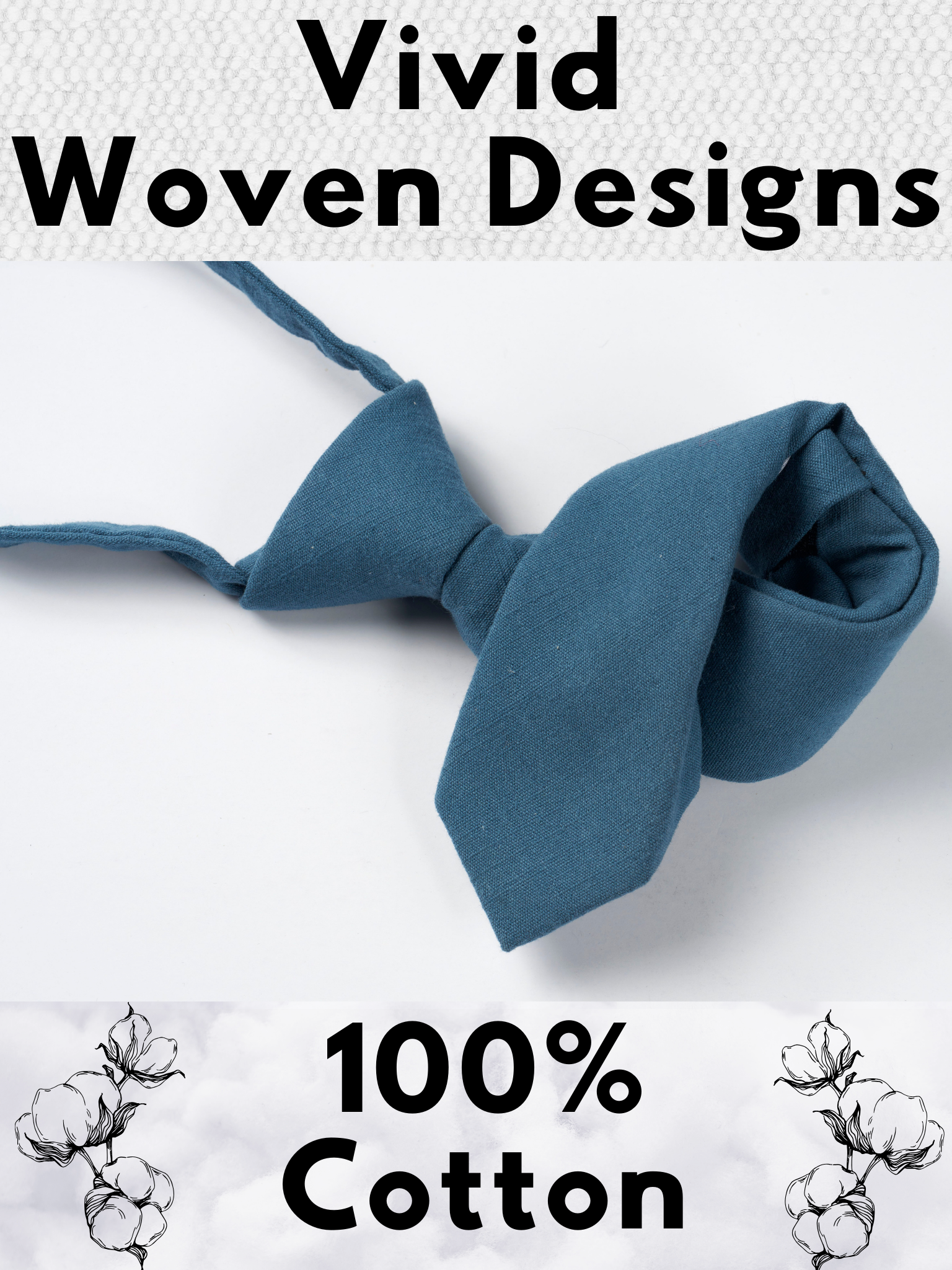 A folded cotton solid necktie for boys with a deep cobalt blue color.