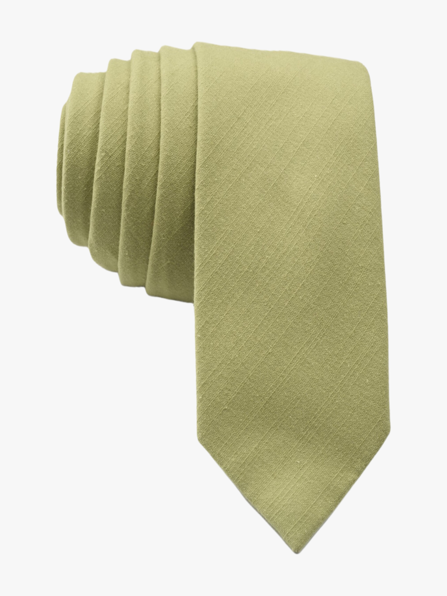 Full sized plain tie for men, women, and boys. The color is  a neutral light green. It is pure cotton and ideal for weddings.