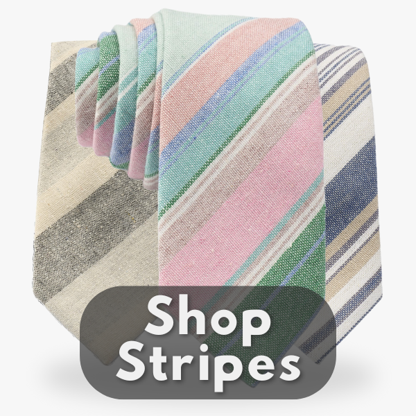 A button showing 3 styles of diagonal striped neckties made out of cotton.