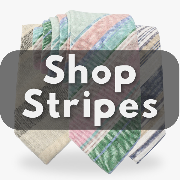 A button with text to direct people to our collection of cotton striped neckties for weddings.